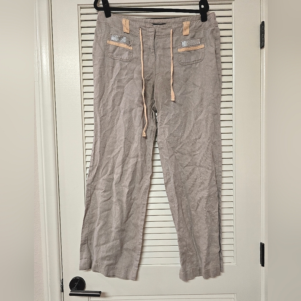 INC International Concepts - 100% Linen Wide-Leg Drawstring Pants